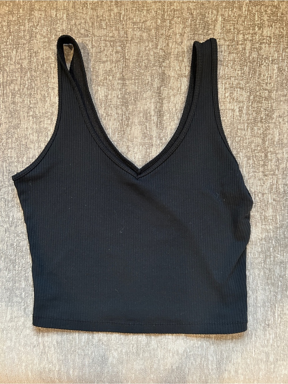 Hollister Black Ribbed V-Neck Crop Tank